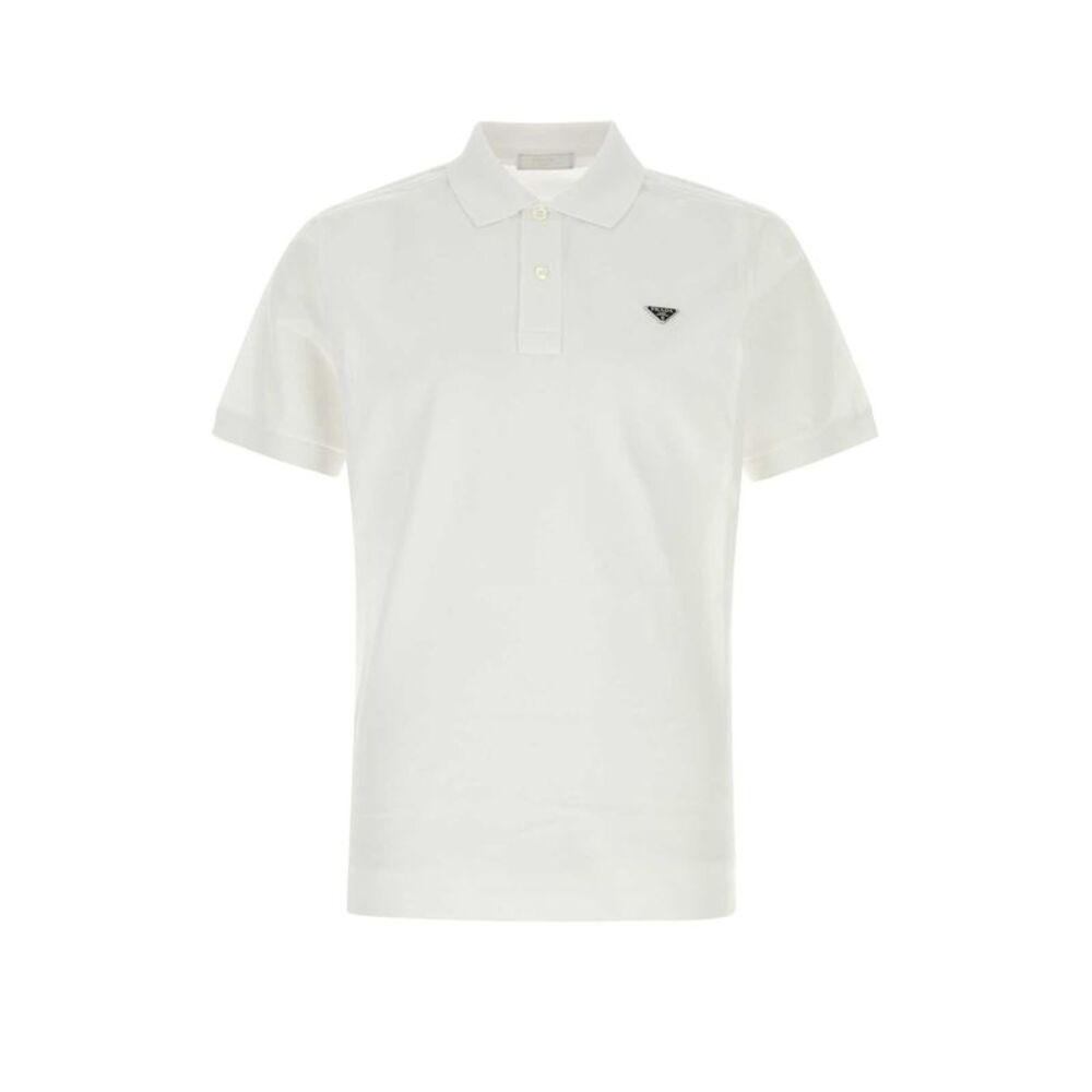 Prada Men White Piquet Polo Shirt